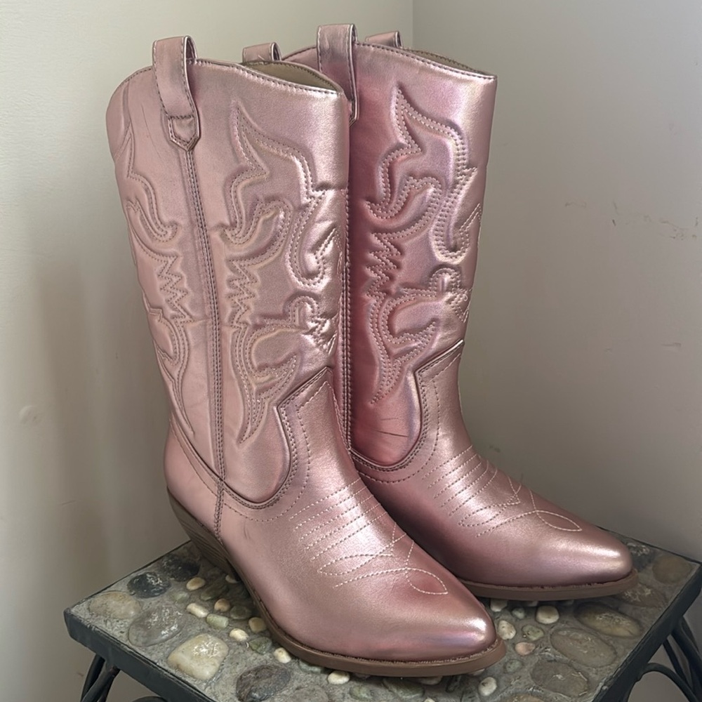 Pink Metallic Cowgirl Boots